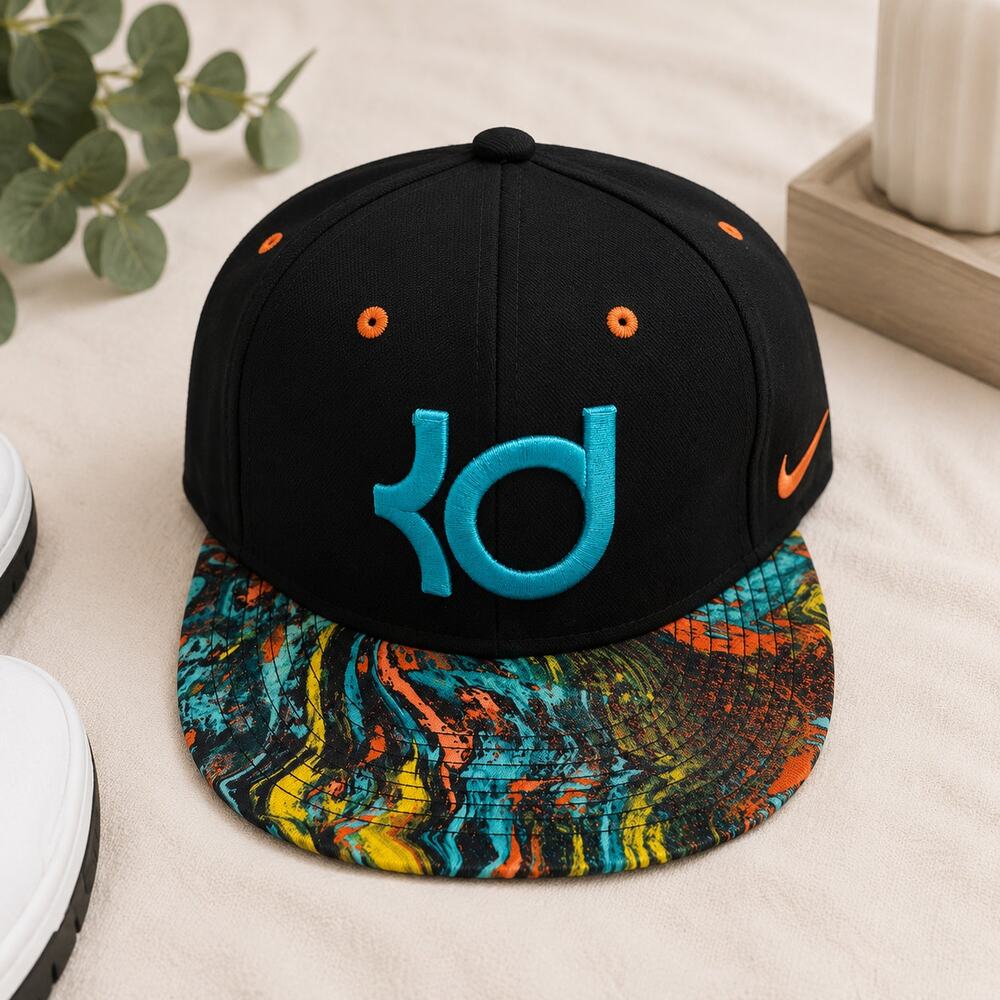 Nike KD Kevin Durant True Snapback Hat Black Multicolor Flat Brim One Size